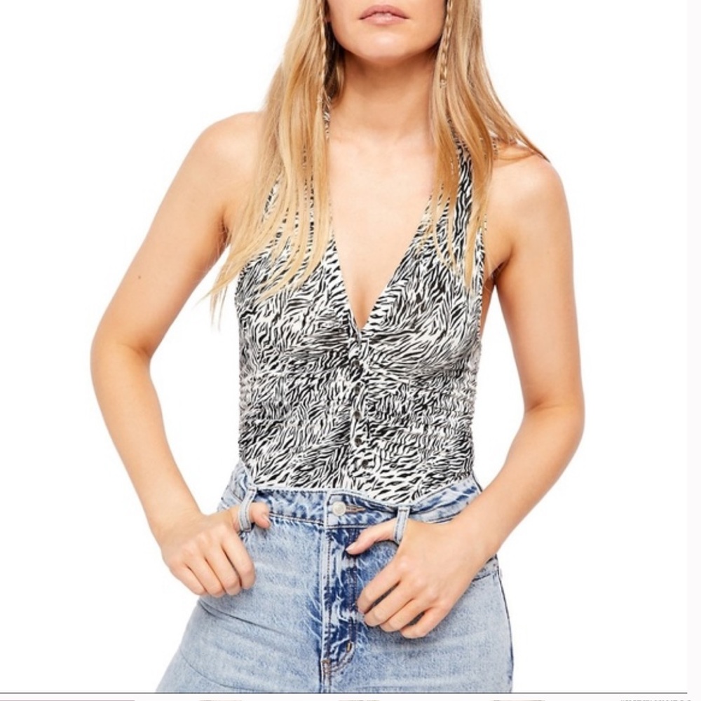 Free People Coco Zebra Print Tank Top size small